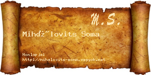Mihálovits Soma névjegykártya